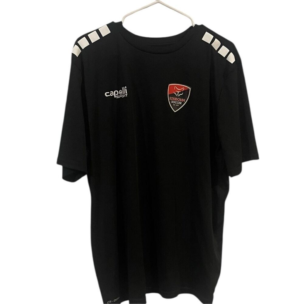 Capelli Sport Mens Black White Loudoun Soccer Club Short Sleeve T-Shirt Size XL
